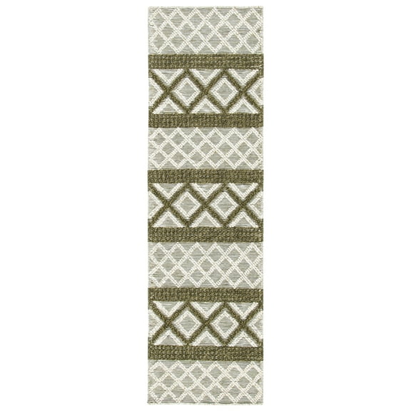 SAFAVIEH Vermont Chelsea Striped Runner, 2'3" x 8', Ivory/Dark Green