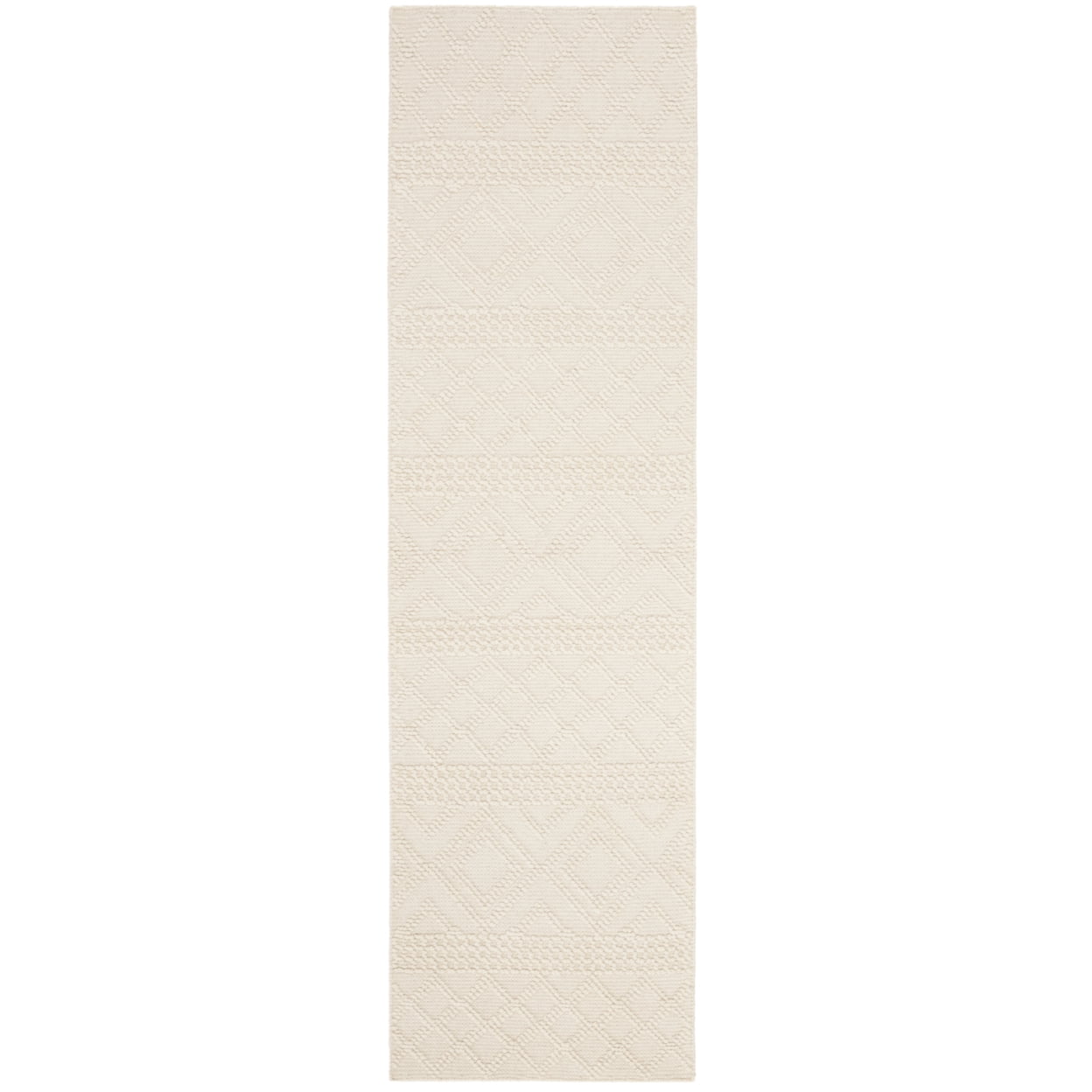 Ivory Hand-Knotted Wool Runner Rug, 2'3" x 8'