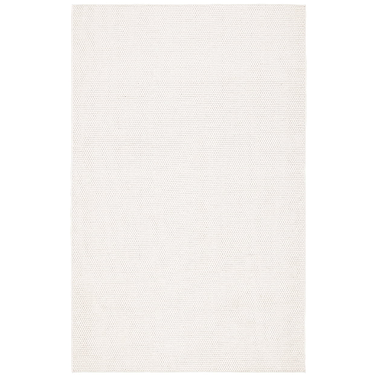 Ivory Tufted Handmade Wool Area Rug 5' x 8'