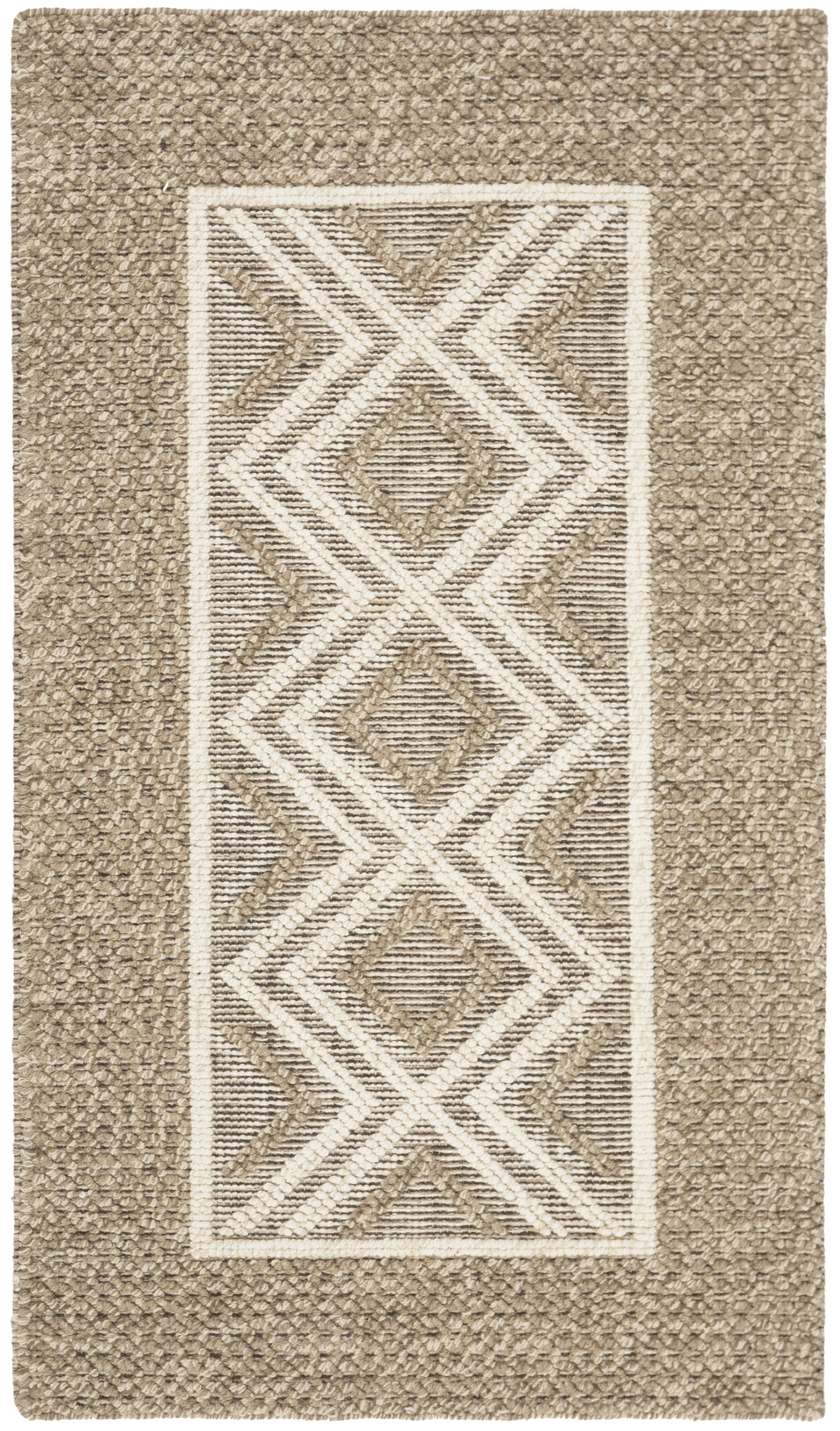 Beige and Ivory Handwoven Wool Area Rug 2'3" x 4'