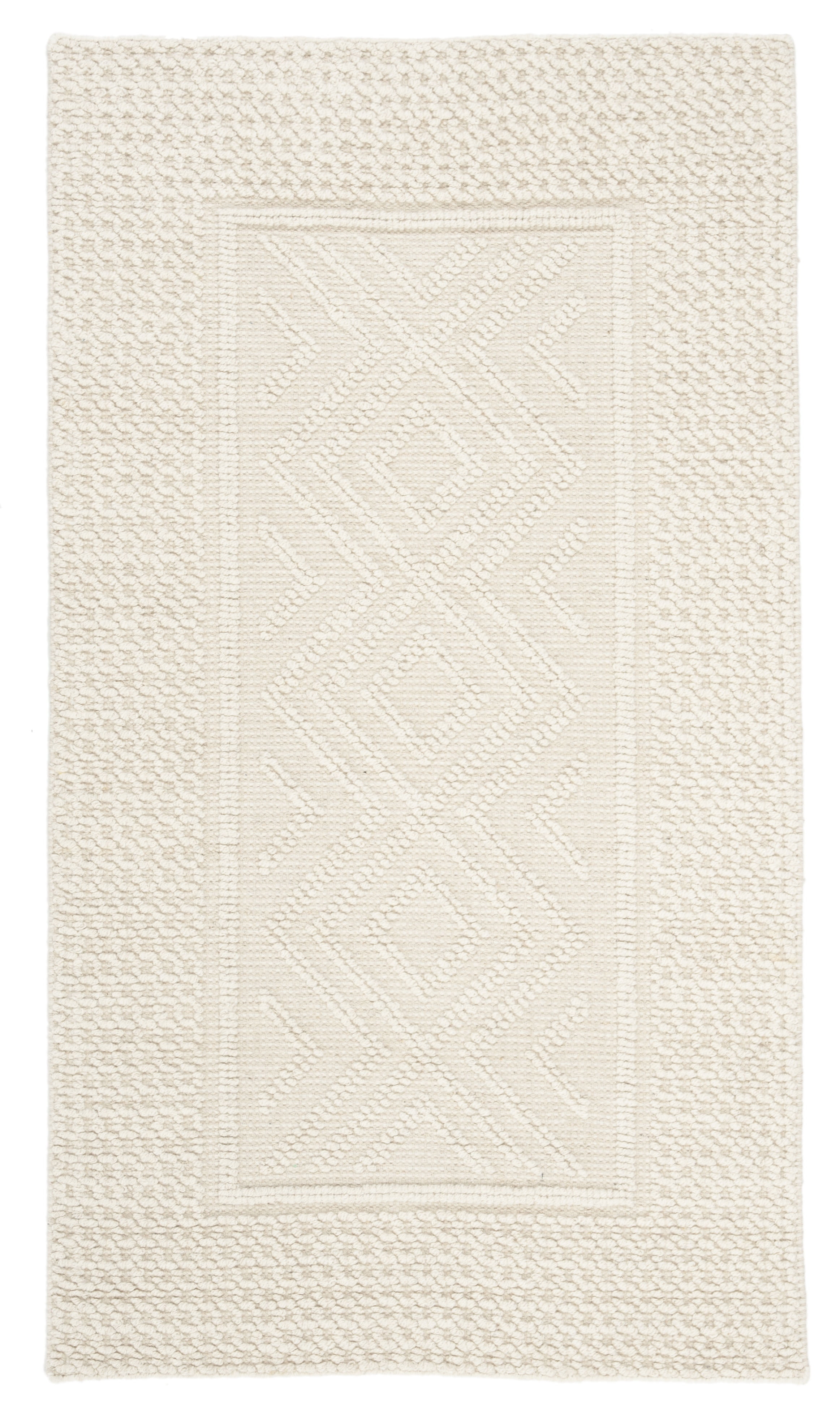 Ivory Hand-Knotted Wool Geometric Area Rug 2'3" x 4'