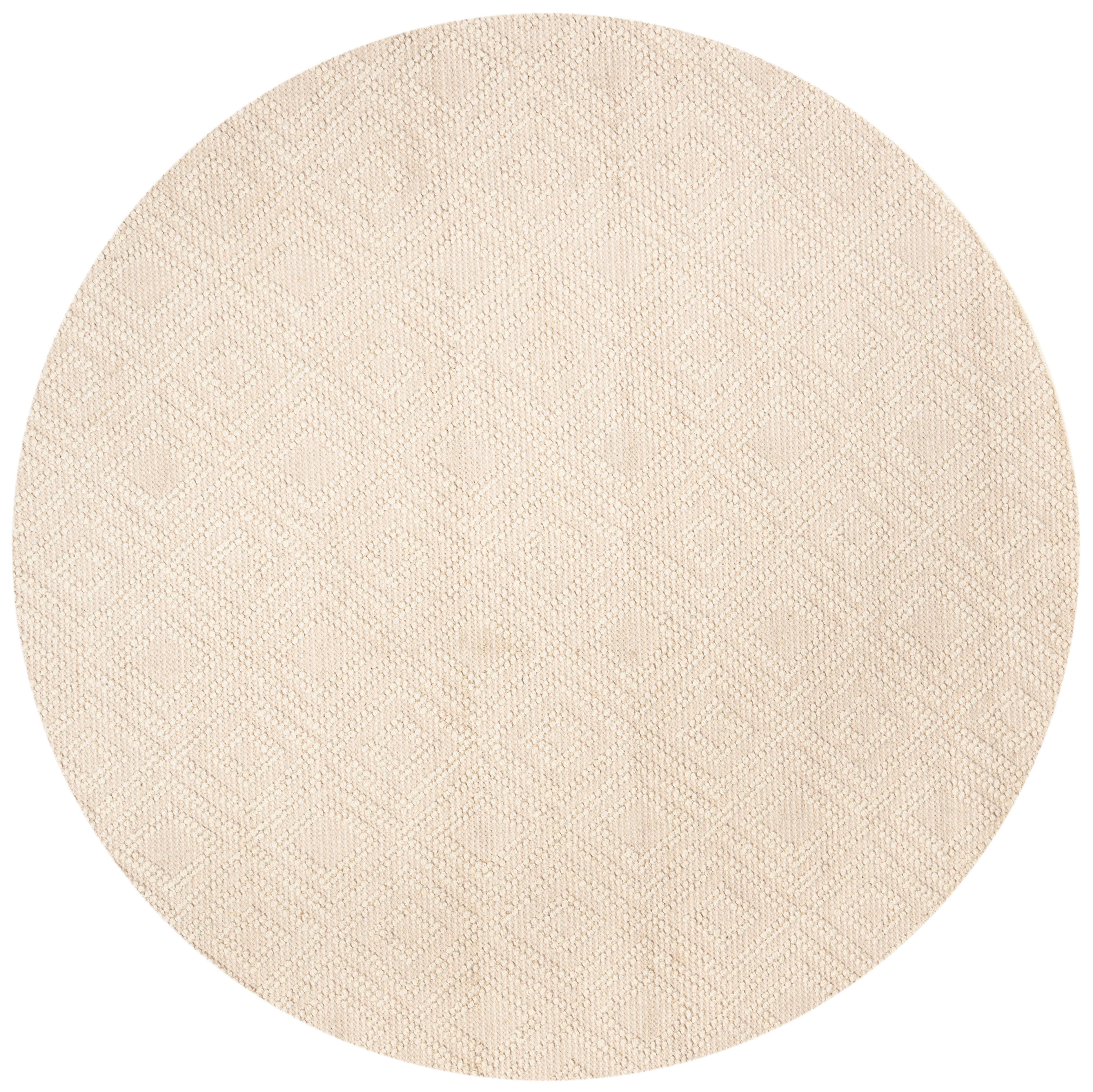 Ivory Handwoven Wool Round Area Rug, 4' Diameter
