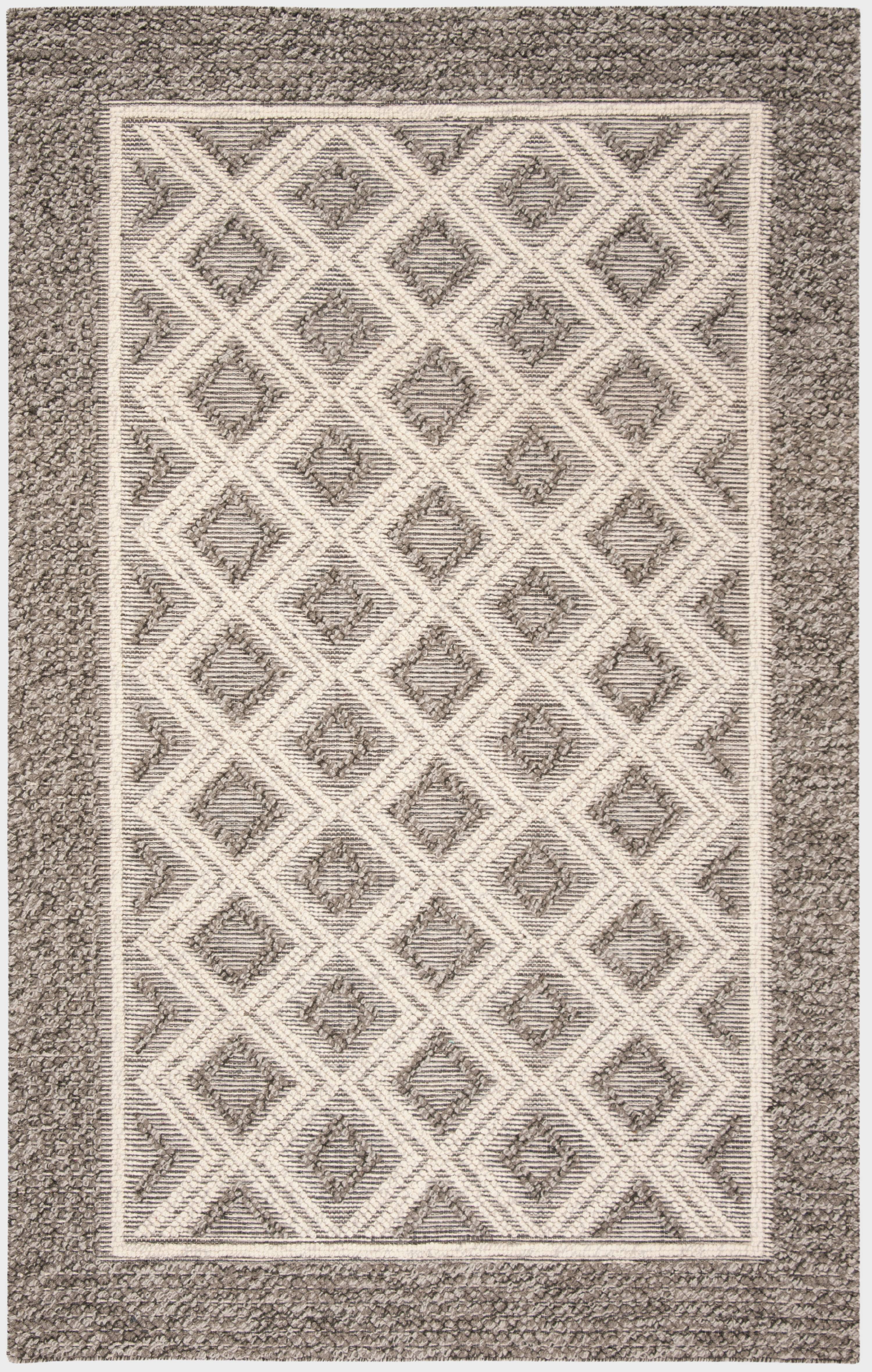 Grey and Ivory Hand-Knotted Wool 8' x 10' Area Rug