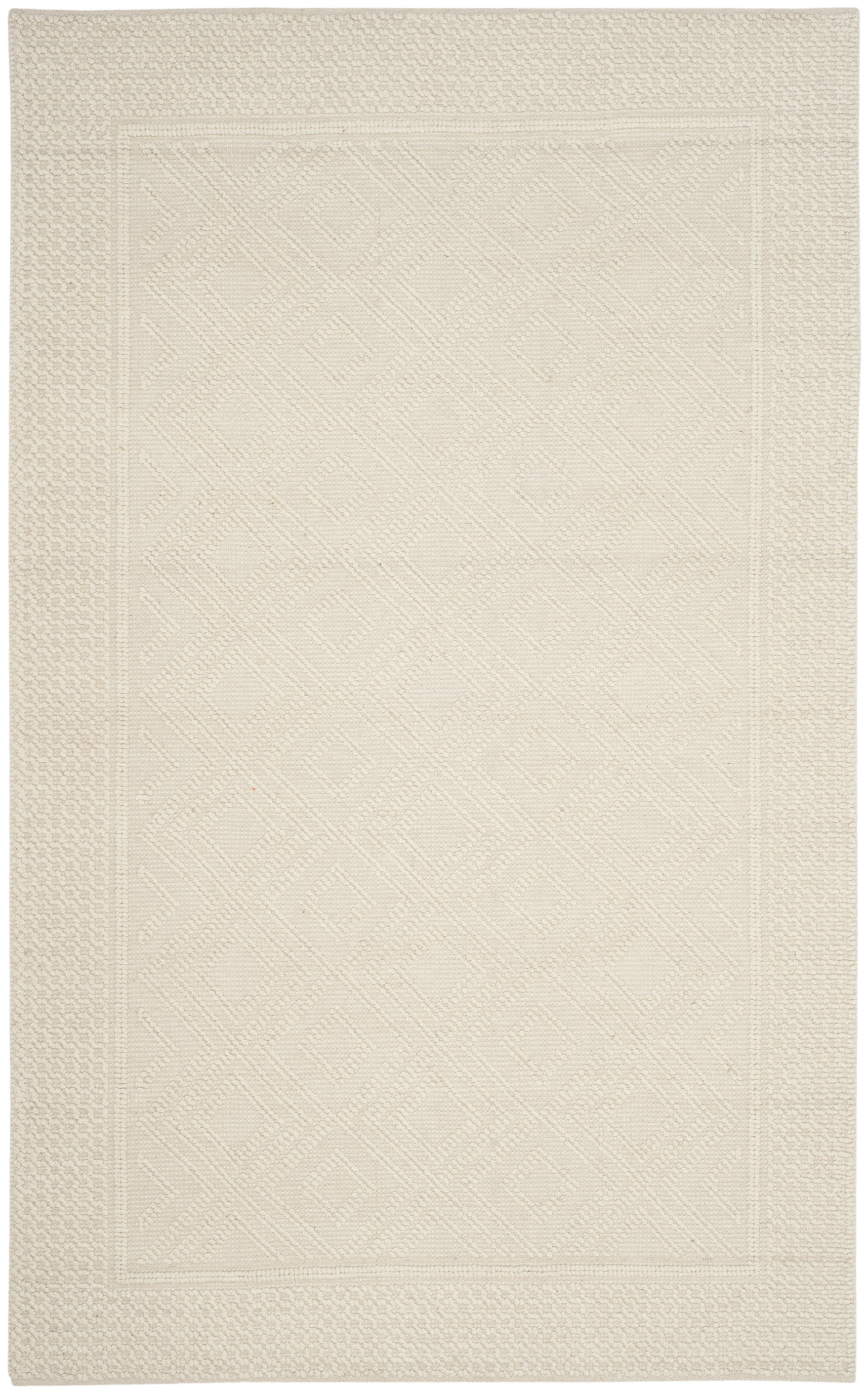 Handmade Ivory Wool Square Braided Reversible Rug, 10' x 10'