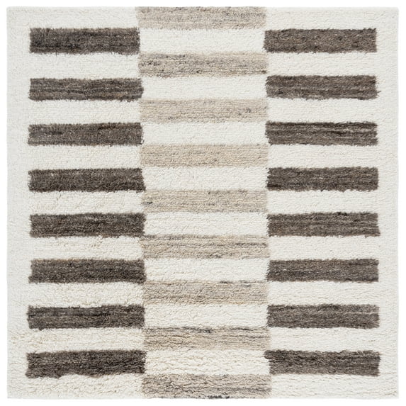 SAFAVIEH Vermont Jannine Striped Area Rug, Ivory/Grey, 6' x 6' Square