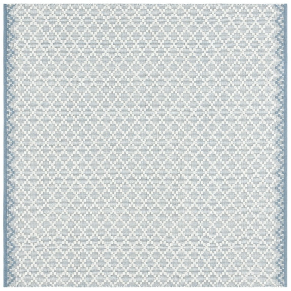 SAFAVIEH Vermont Jilliean Diamond Quatrefoil Area Rug, Blue/Ivory, 6' x 6' Square