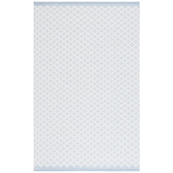 SAFAVIEH Vermont Jilliean Diamond Quatrefoil Area Rug, Light Blue/Ivory, 4' x 6'