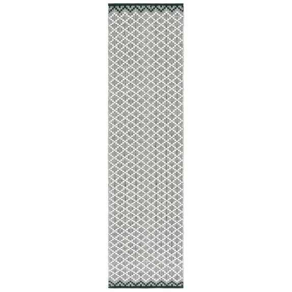 SAFAVIEH Vermont Jilliean Diamond Quatrefoil Runner Rug, Green/Ivory, 2'3" x 9'