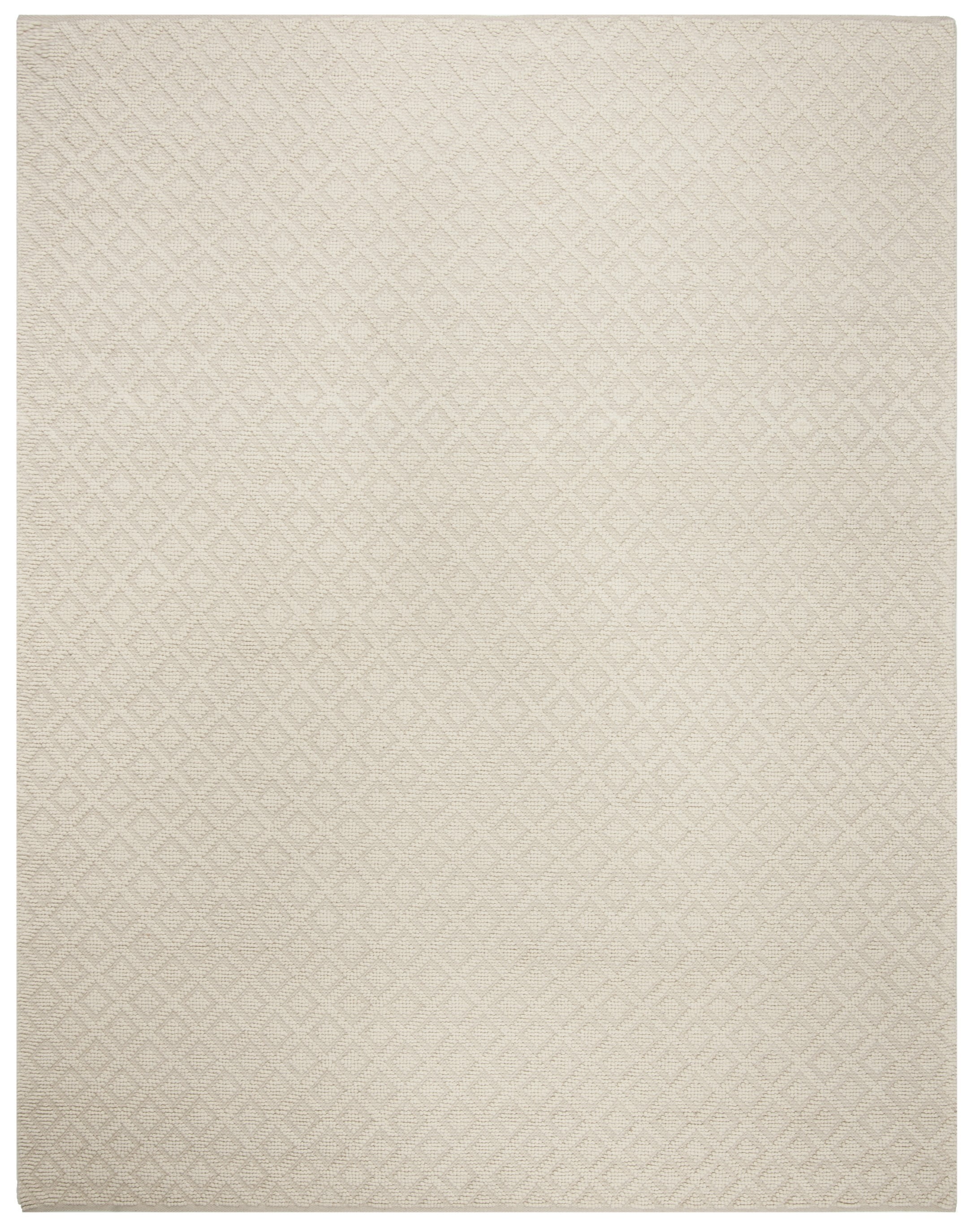 Ivory Tufted Geometric Wool and Cotton Area Rug, 12' x 15'