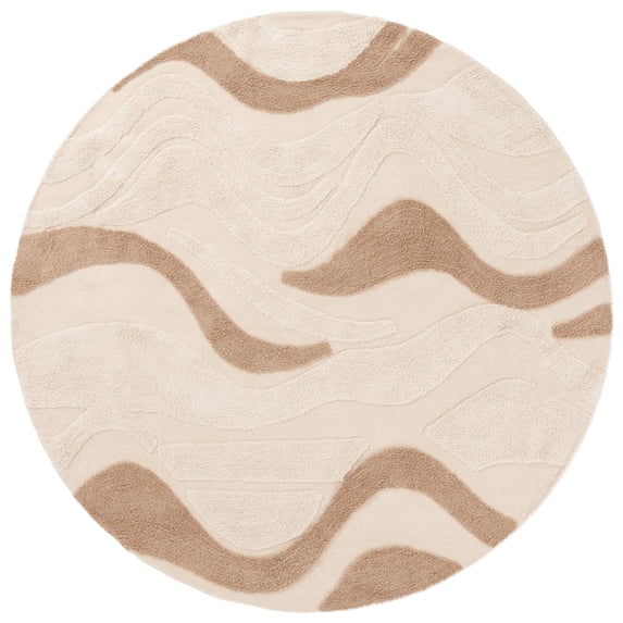 SAFAVIEH Vermont Lanford Abstract Area Rug, Ivory/Beige, 6' x 6' Round