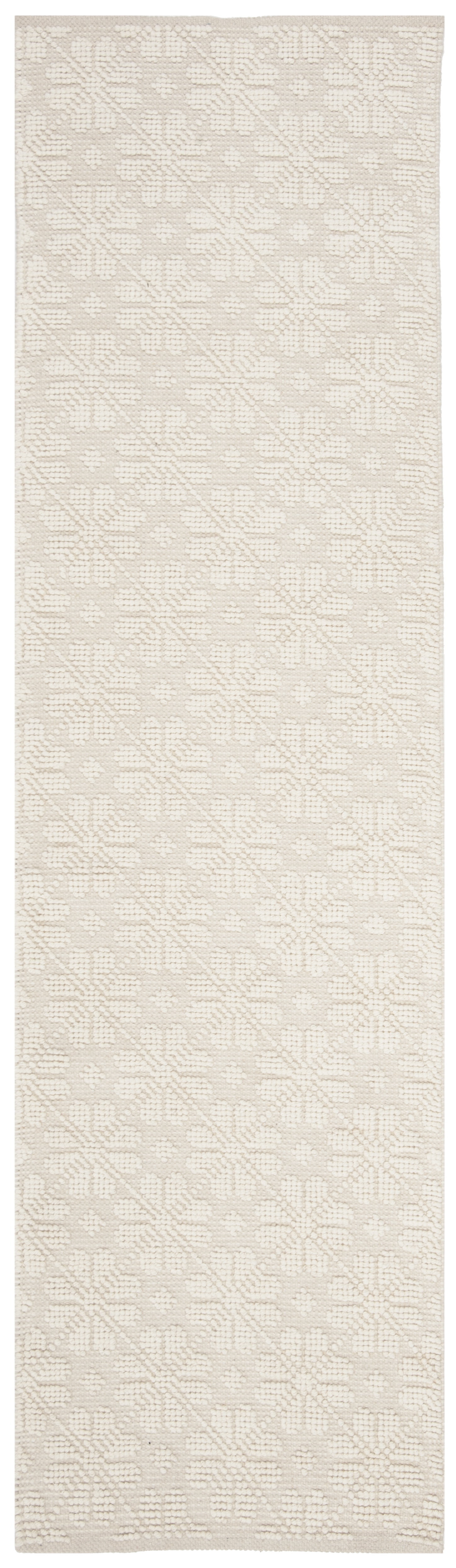 Ivory Hand-Knotted Wool and Cotton Runner Rug, 2'3" x 6'