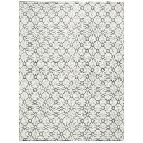 SAFAVIEH Vermont Orval Geometric Floral Wool Area Rug, 8' x 10', Ivory/Green