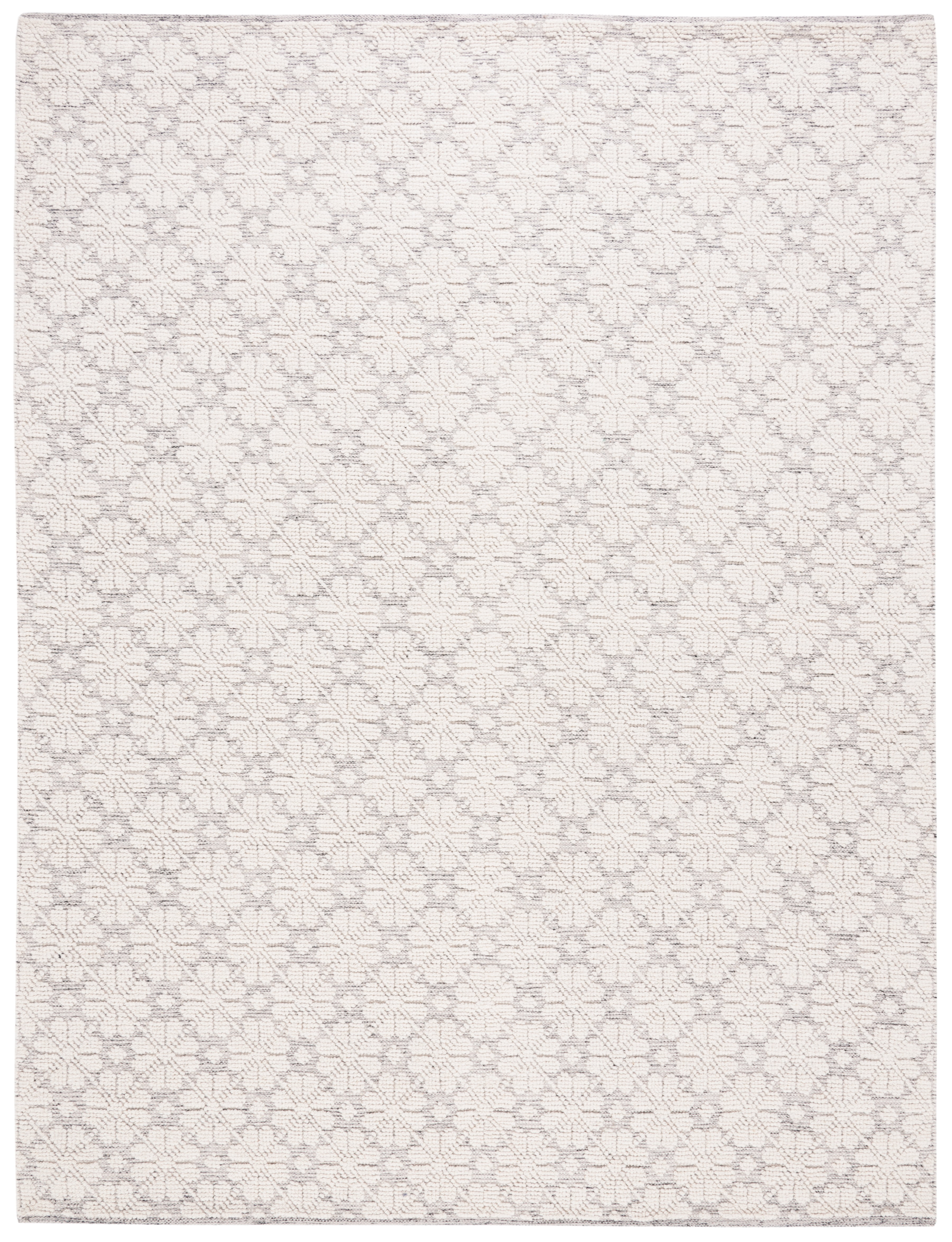 Ivory and Gray Hand-Knotted Wool 8' x 10' Area Rug