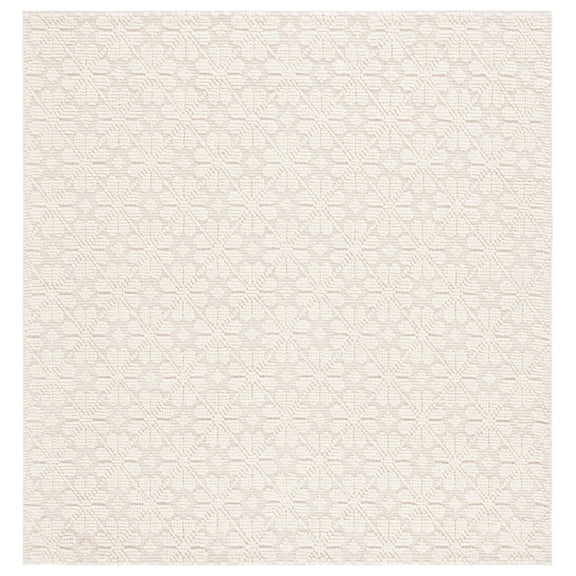 SAFAVIEH Vermont Orval Geometric Floral Wool Area Rug, Ivory, 6' x 6' Square