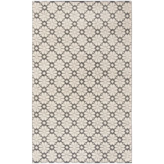 SAFAVIEH Vermont Orval Geometric Floral Wool Area Rug, Ivory/Black, 5' x 8'