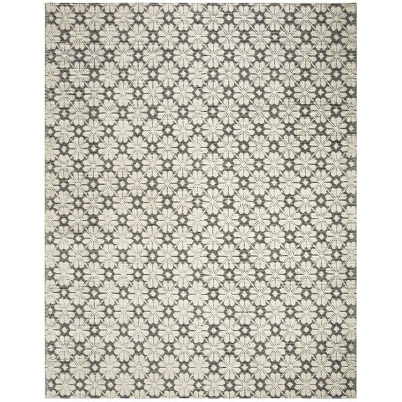 SAFAVIEH Vermont Orval Geometric Floral Wool Area Rug, Ivory/Black, 9' x 12'