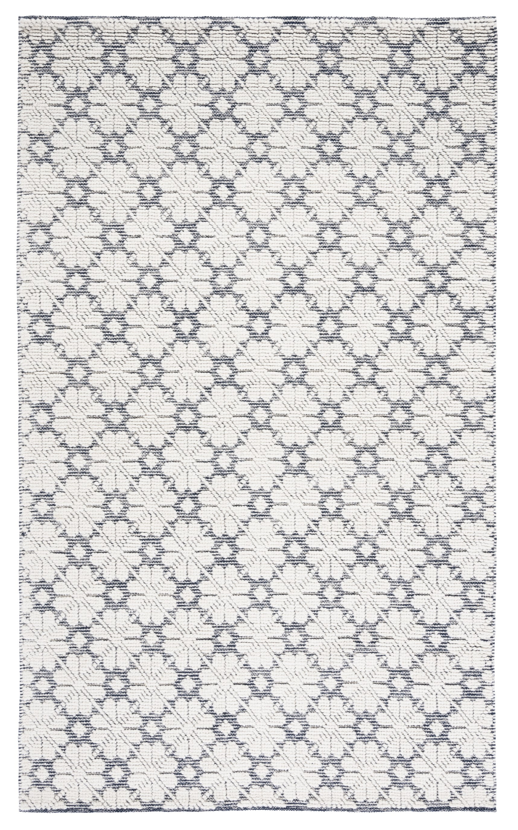 SAFAVIEH Vermont Orval Geometric Floral Wool Area Rug, Ivory/Blue, 5' x 8'