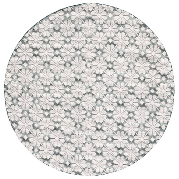 SAFAVIEH Vermont Orval Geometric Floral Wool Area Rug, Ivory/Green, 6' x 6' Round