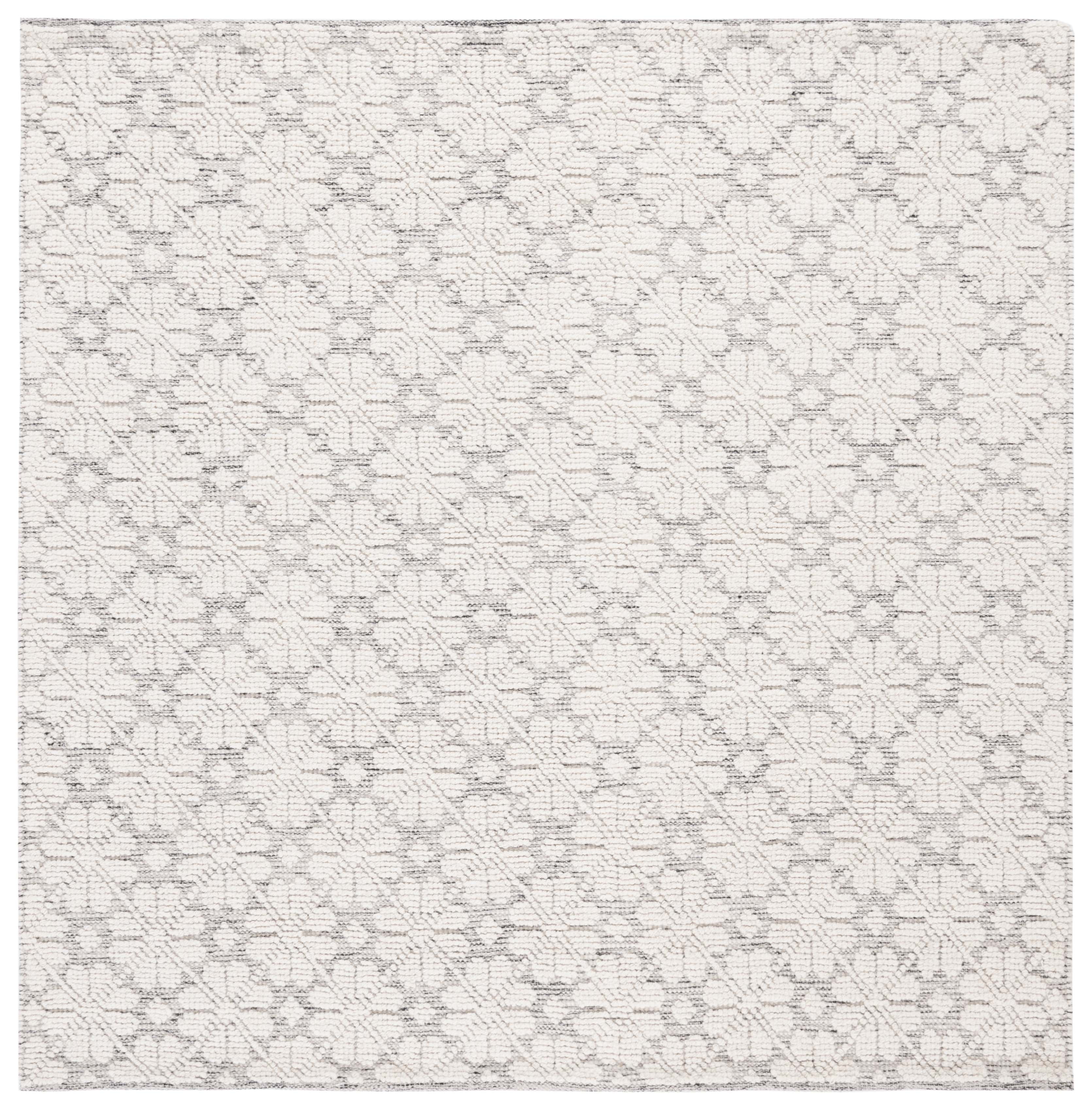 SAFAVIEH Vermont Orval Geometric Floral Wool Area Rug, Ivory/Grey, 6' x 6' Square