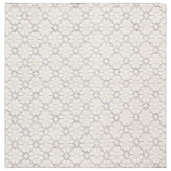 SAFAVIEH Vermont Orval Geometric Floral Wool Area Rug, Ivory/Grey, 6' x 6' Square