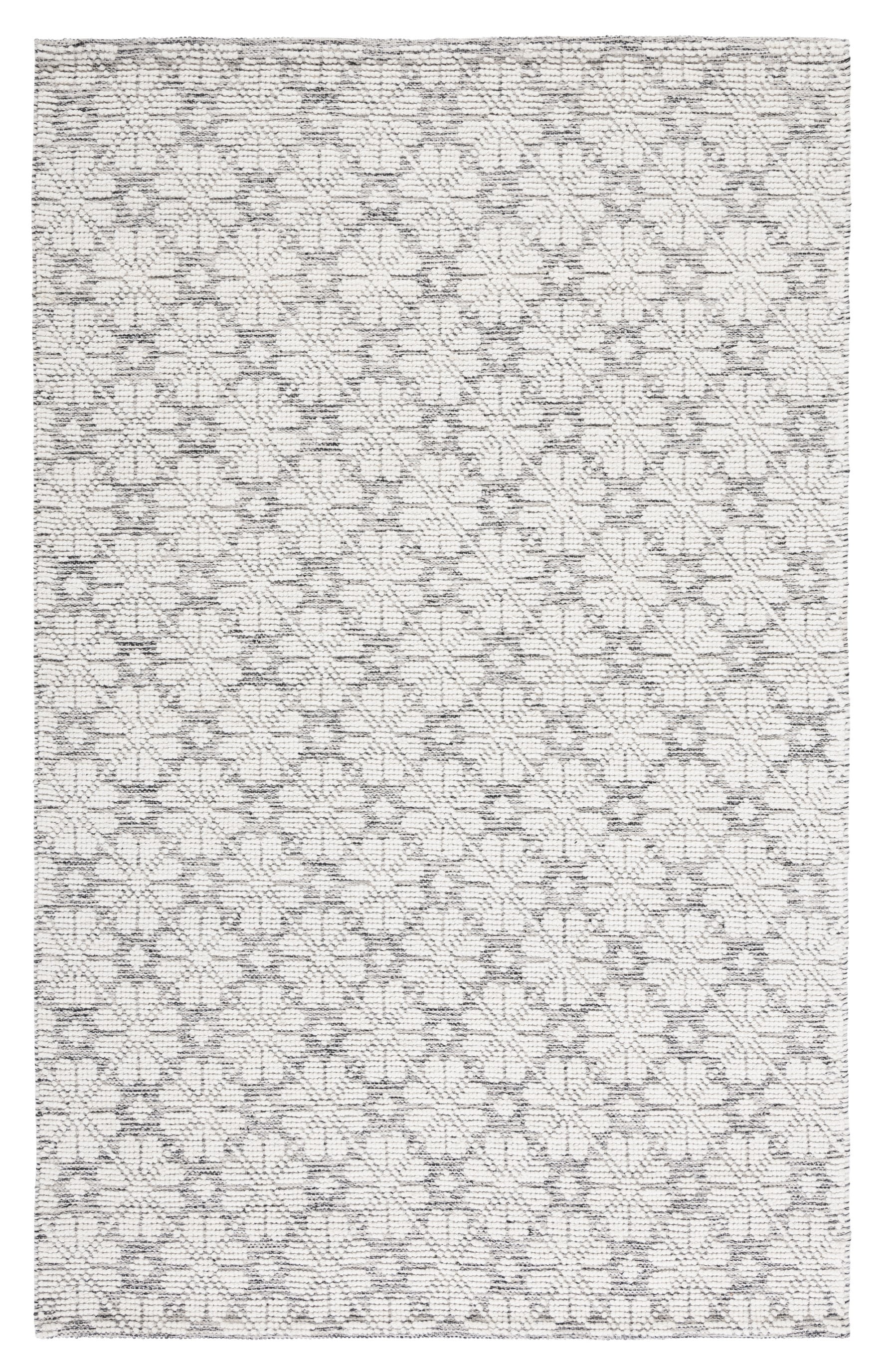 Ivory and Grey Handwoven Wool 6' x 9' Geometric Rug