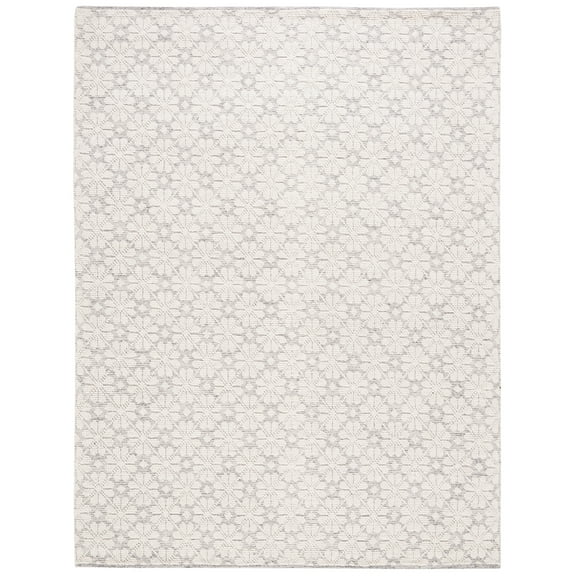 SAFAVIEH Vermont Orval Geometric Floral Wool Area Rug, Ivory/Grey, 9' x 12'