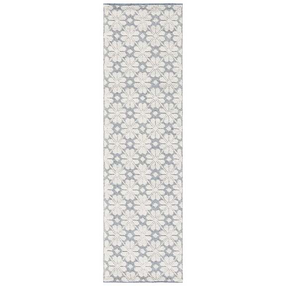 SAFAVIEH Vermont Orval Geometric Floral Wool Runner Rug, Ivory/Blue, 2'3" x 8'