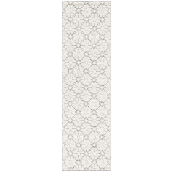 SAFAVIEH Vermont Orval Geometric Floral Wool Runner Rug, Ivory/Grey, 2'3" x 8'