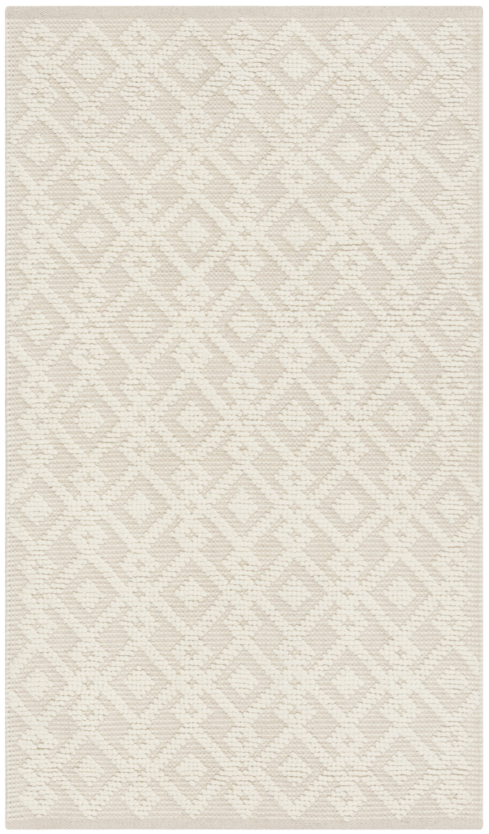 Ivory Geometric Hand-Knotted Wool and Cotton Area Rug
