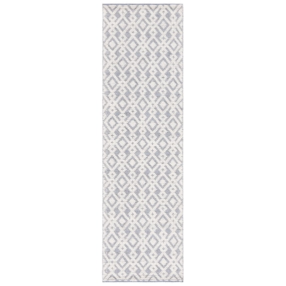 SAFAVIEH Vermont Simone Geometric Runner Rug, Ivory/Blue, 2'3" x 8'