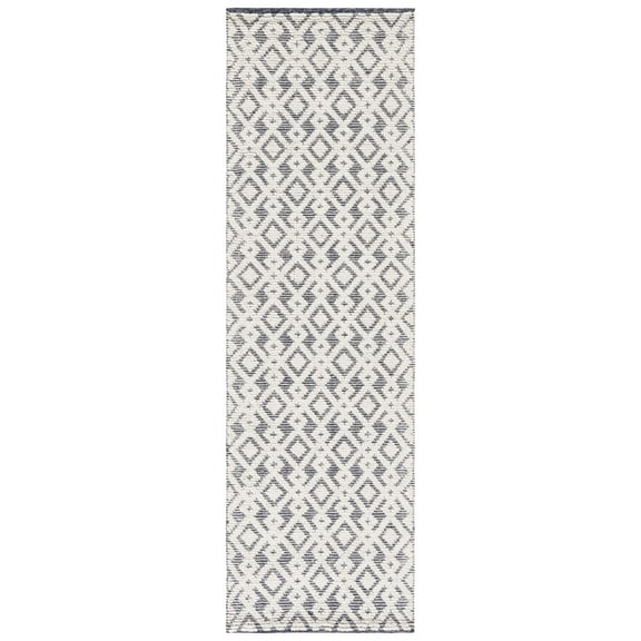 SAFAVIEH Vermont Simone Geometric Runner Rug, Ivory/Navy, 2'3" x 8'