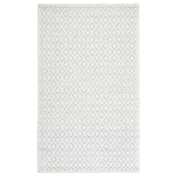 SAFAVIEH Vermont Thurstan Geometric Wool Area Rug, 3' x 5', Ivory/Light Blue