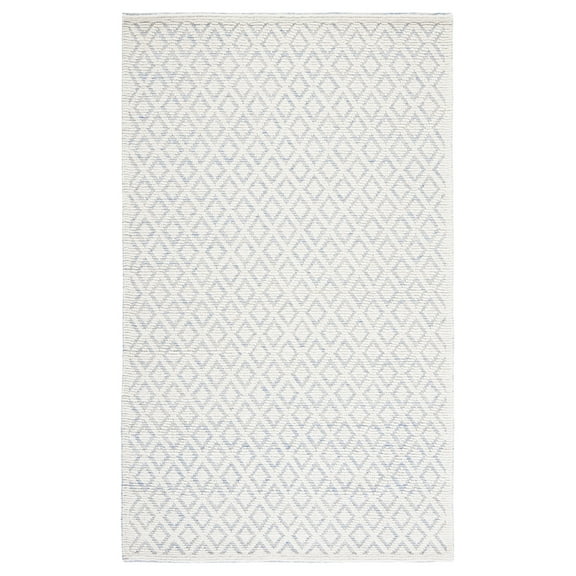 SAFAVIEH Vermont Thurstan Geometric Wool Area Rug, 3' x 5', Ivory/Light Blue