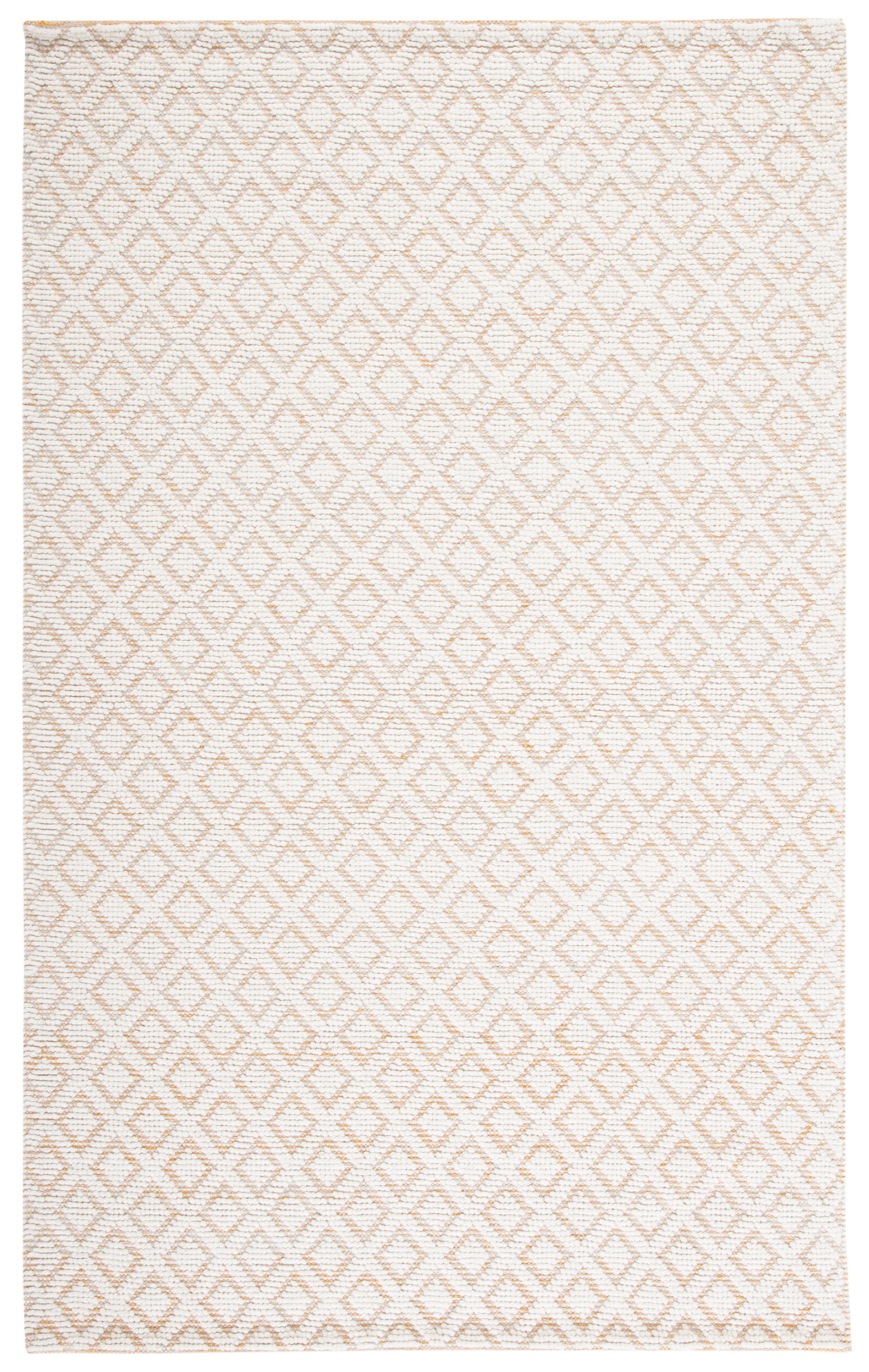 Ivory and Gold Handmade Wool Tufted Rectangular Area Rug, 6' x 9'