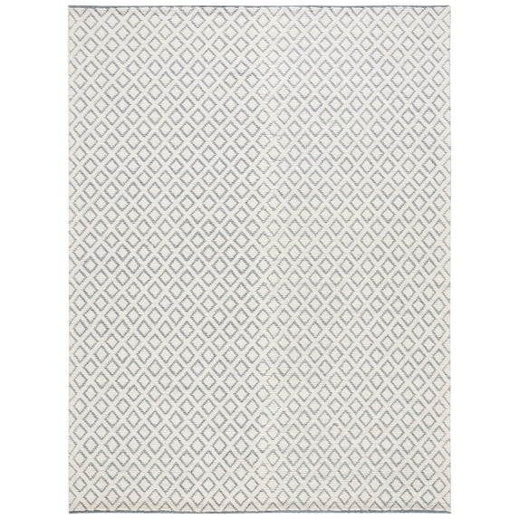 SAFAVIEH Vermont Thurstan Geometric Wool Area Rug, 9' x 12', Ivory/Blue