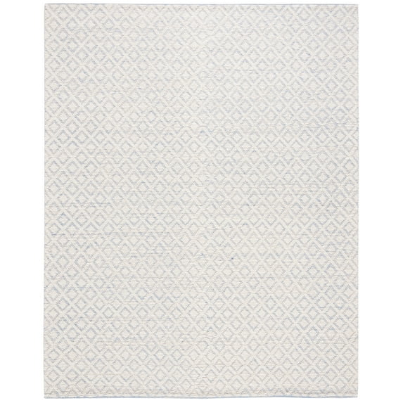 SAFAVIEH Vermont Thurstan Geometric Wool Area Rug, 9' x 12', Ivory/Light Blue