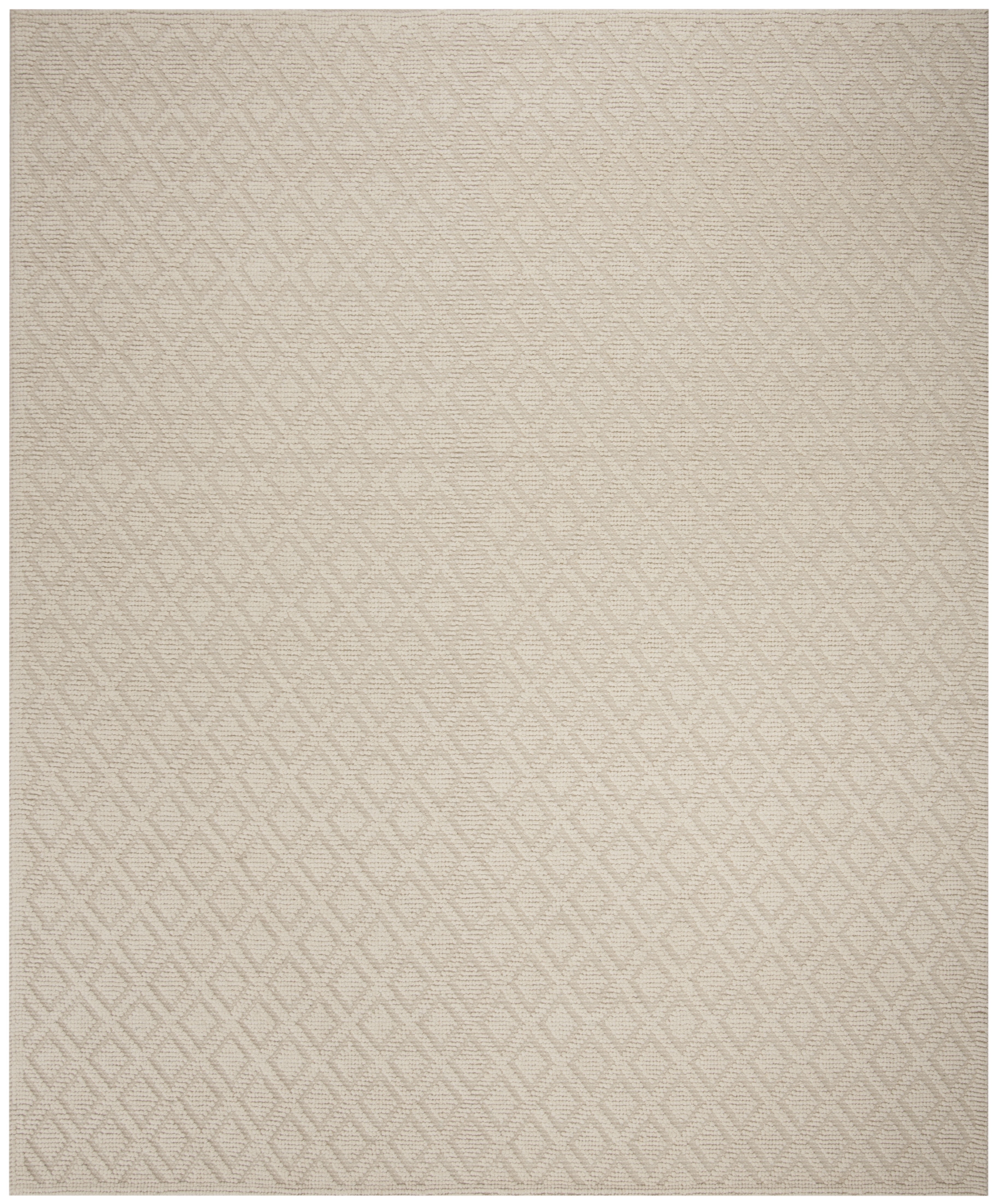 Ivory Flat Woven Handmade Wool and Cotton Area Rug, 11' x 15'