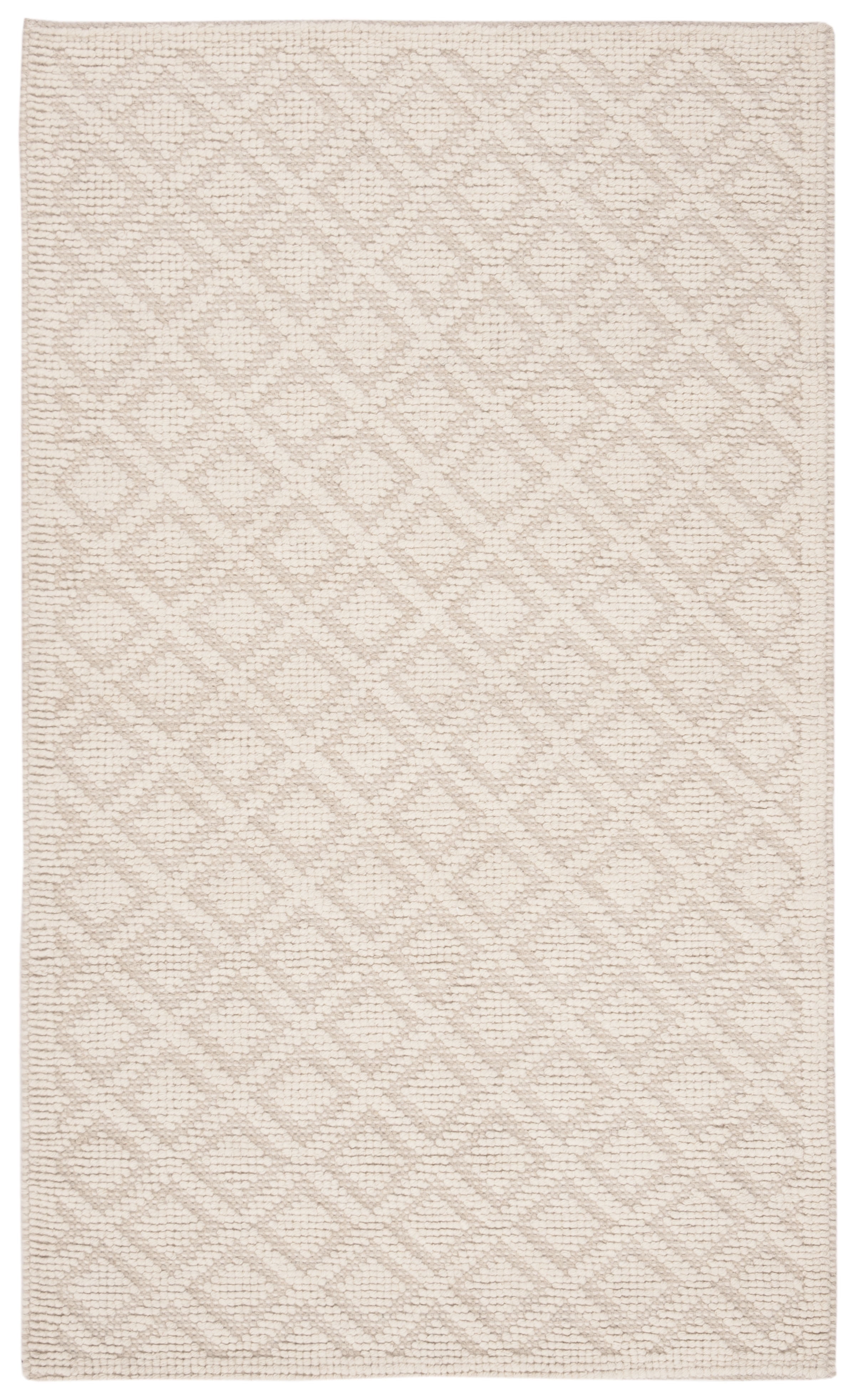 Ivory Handwoven Wool and Cotton Rectangular Area Rug, 3' x 5'