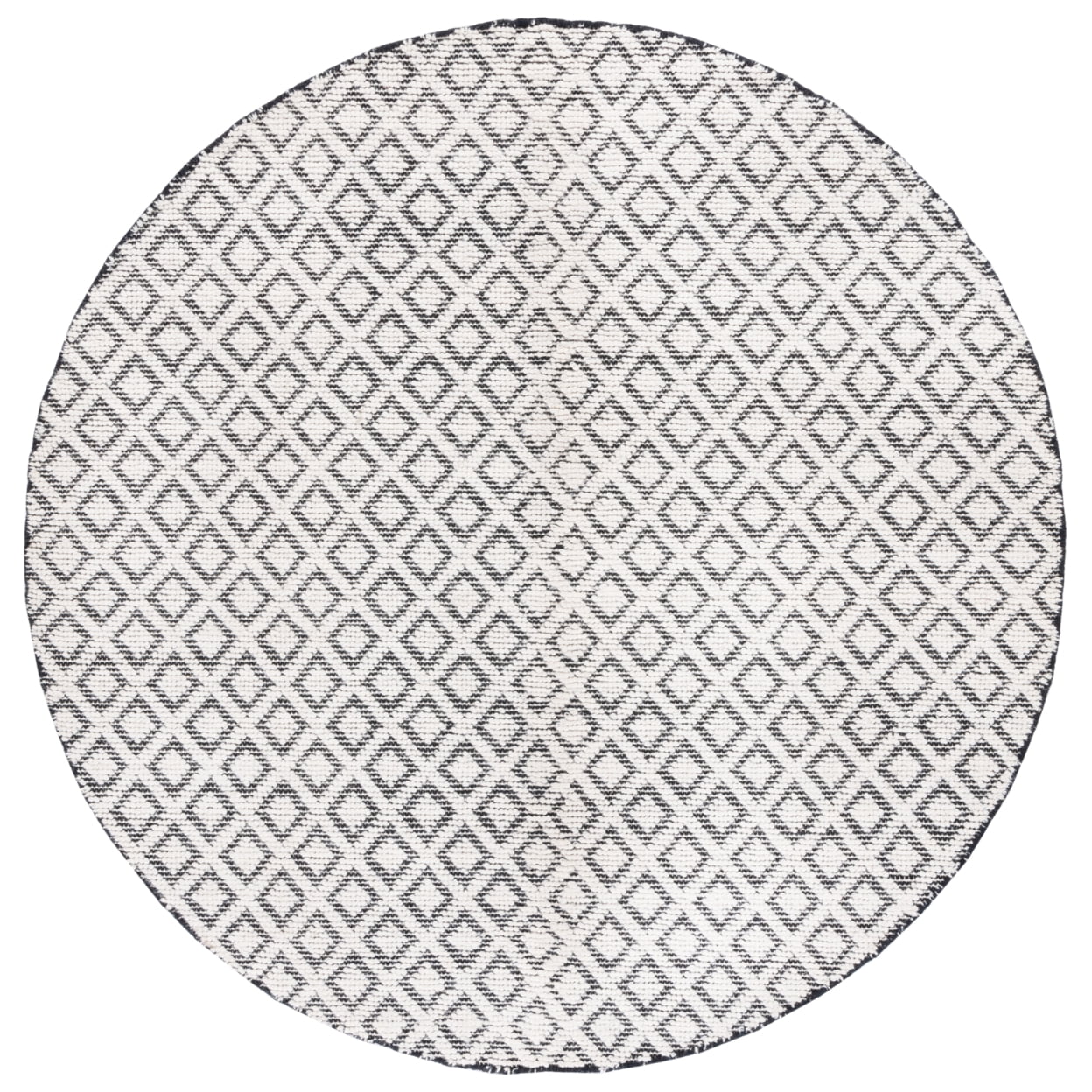 SAFAVIEH Vermont Thurstan Geometric Wool Area Rug, Ivory/Black, 6' x 6' Round