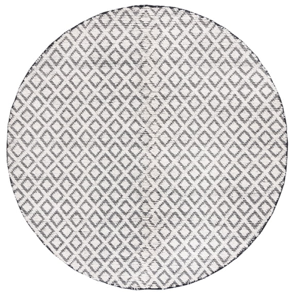 SAFAVIEH Vermont Thurstan Geometric Wool Area Rug, Ivory/Black, 6' x 6' Round