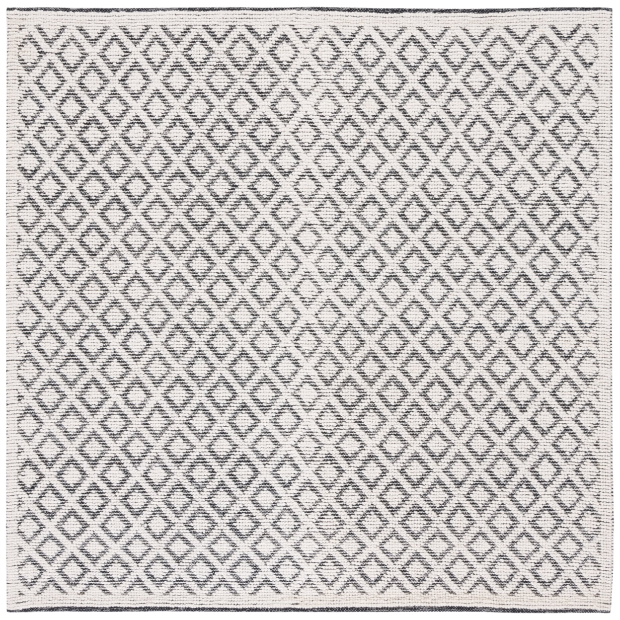 Vermont Square Hand-Knotted Wool Area Rug in Black and Ivory