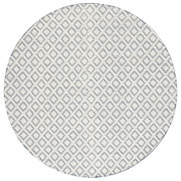 SAFAVIEH Vermont Thurstan Geometric Wool Area Rug, Ivory/Blue, 6' x 6' Round
