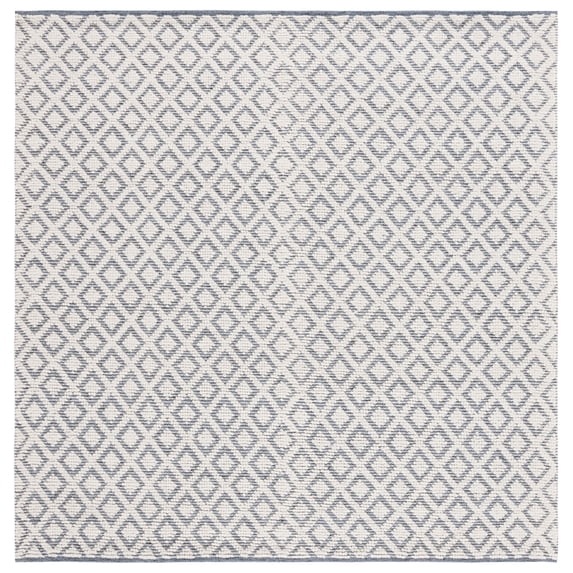 SAFAVIEH Vermont Thurstan Geometric Wool Area Rug, Ivory/Blue, 6' x 6' Square