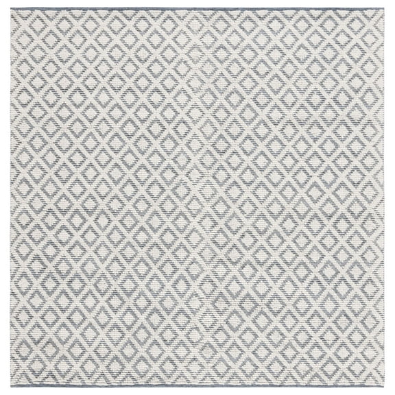 SAFAVIEH Vermont Thurstan Geometric Wool Area Rug, Ivory/Blue, 6' x 6' Square