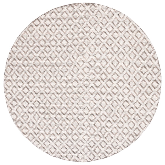 SAFAVIEH Vermont Thurstan Geometric Wool Area Rug, Ivory/Brown, 6' x 6' Round