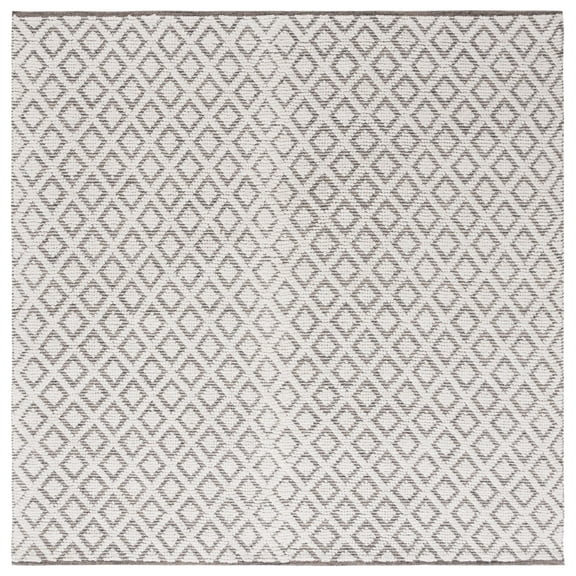 SAFAVIEH Vermont Thurstan Geometric Wool Area Rug, Ivory/Brown, 6' x 6' Square