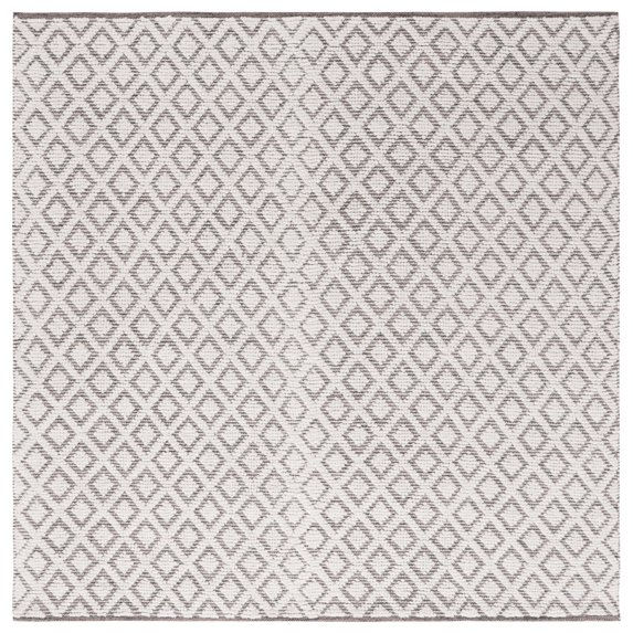 SAFAVIEH Vermont Thurstan Geometric Wool Area Rug, Ivory/Brown, 6' x 6' Square
