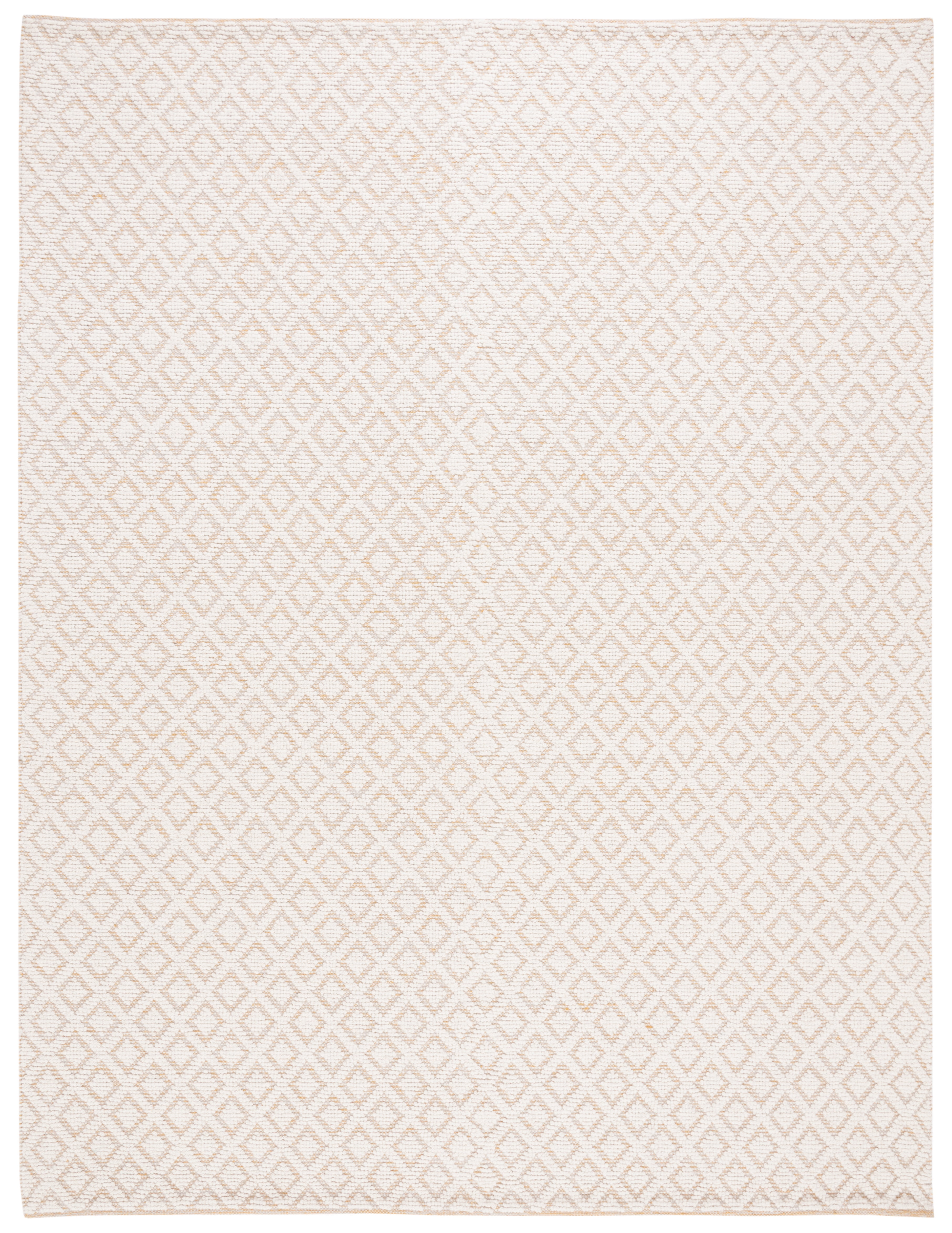 Handmade Ivory Geometric Wool and Cotton Area Rug, 10' x 14'