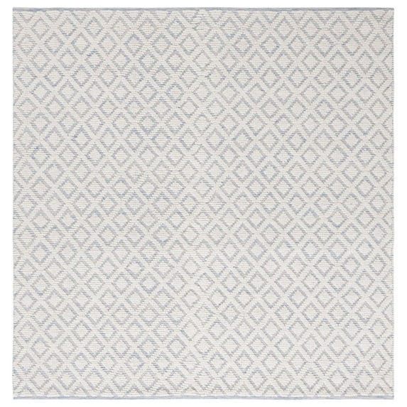 SAFAVIEH Vermont Thurstan Geometric Wool Area Rug, Ivory/Light Blue, 6' x 6' Square