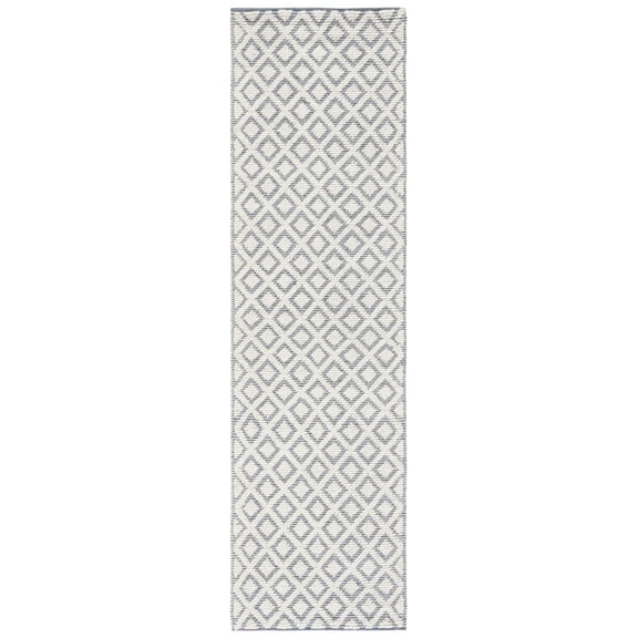 SAFAVIEH Vermont Thurstan Geometric Wool Runner Rug, Ivory/Blue, 2'3" x 8'